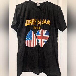 Journey Def Leppard 2018 Tour Band T-Shirt Concert Tee Graphic Black Medium